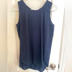 Ann Taylor Sleeveless Navy Polka Dot Top Size XS